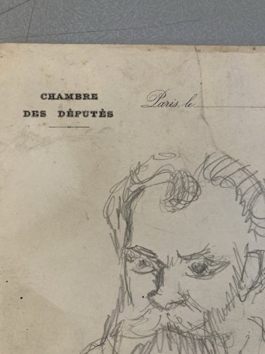 Dessin Crayon Antonin Proust Portrait Tête Buste XIXe Barbe Ancien Art