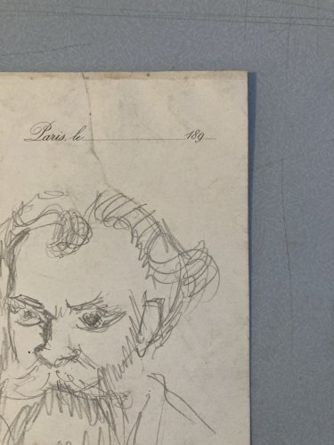 Dessin Crayon Antonin Proust Portrait Tête Buste XIXe Barbe Ancien Art