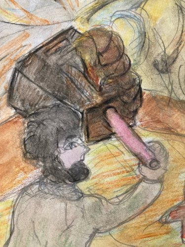 Dessin Crayon Art Brut sur Papier 1980 a identifier Outsider Surréalisme