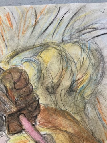 Dessin Crayon Art Brut sur Papier 1980 a identifier Outsider Surréalisme