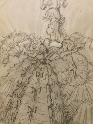 Dessin Crayon Calque 1920 Art Déco Femme Freddy Wittop Vintage Ancien Art