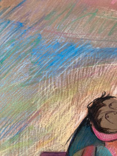Dessin Crayon Couple Walter Barrientos Expressionnisme 1985 Expressionniste