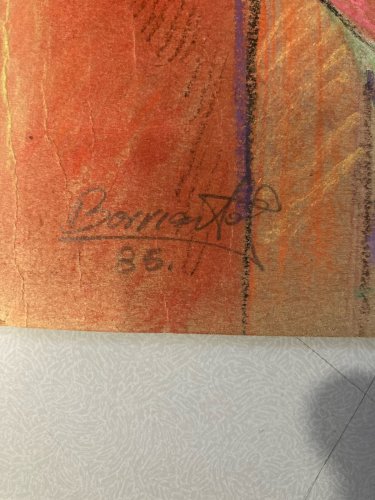 Dessin Crayon Couple Walter Barrientos Expressionnisme 1985 Expressionniste