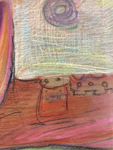 Dessin Crayon Couple Walter Barrientos Expressionnisme 1985 Expressionniste