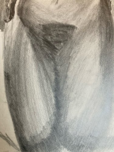 Dessin Crayon Femme Nu Nue Erotique Ancien Post Cubisme Papier 1970 Art