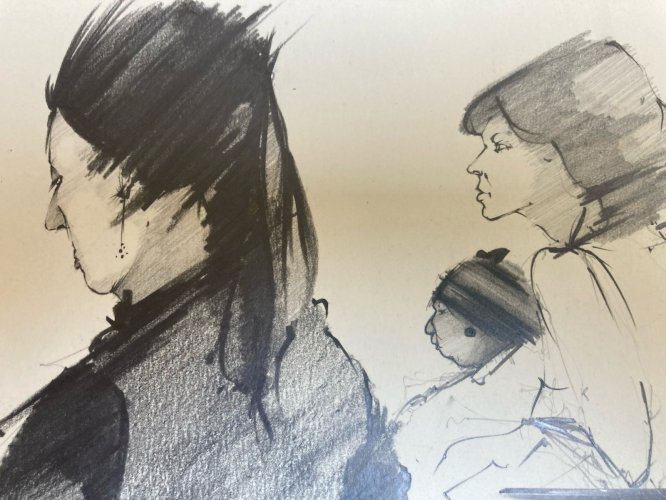 Dessin Crayon Guy Coanus Homme Assis Portrait Deuxième Moitier XXe Art 1970