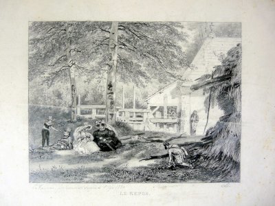 Original pencil drawing 19th century THE REST signed Pierre Duval le Camus (1790 - 1854)