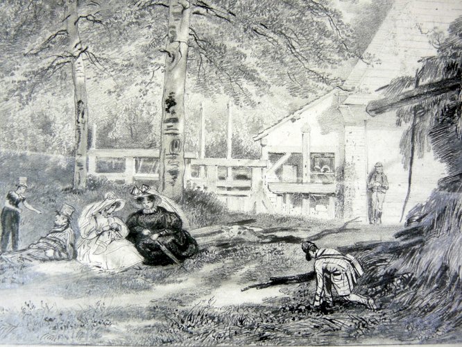 Dessin crayon original XIX° LE REPOS signé Pierre Duval le Camus (1790 - 1854)