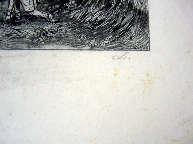 Dessin crayon original XIX° LE REPOS signé Pierre Duval le Camus (1790 - 1854)