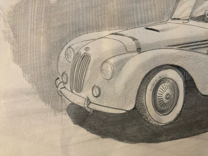 Dessin Crayon Papier Design Voiture BMW 328 1950 Automobile 1500 Sport Art