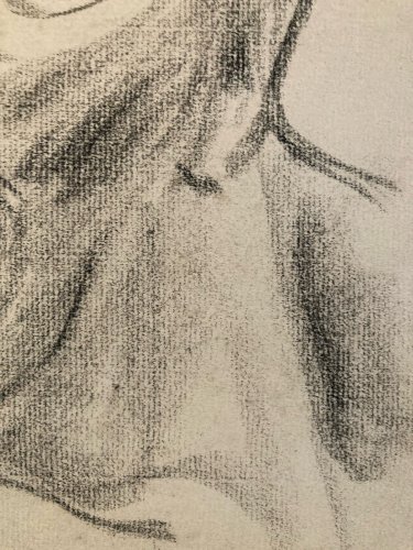 dessin Crayon Papier Expressionniste Express Portrait Ancien 1950 A Identifier