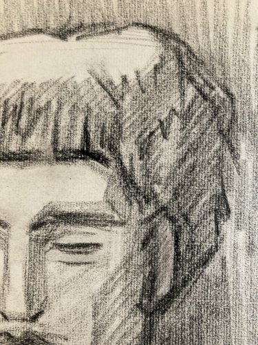 dessin Crayon Papier Homme Cubiste Cubisme Portrait  1950 A Identifier Peinture