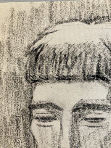 dessin Crayon Papier Homme Cubiste Cubisme Portrait  1950 A Identifier Peinture