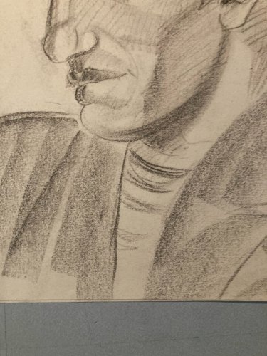 dessin Crayon Papier Homme Cubiste Cubisme Portrait Ancien 1950 A Identifier Art