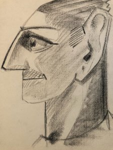 Drawing Pencil Paper Man Cubist Cubism Portrait Old 1956 To Identify Art