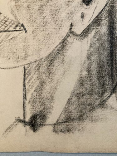 dessin Crayon Papier Homme Cubiste Cubisme Portrait Ancien 1956 A Identifier Art