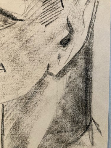 dessin Crayon Papier Homme Cubiste Cubisme Portrait Ancien 1956 A Identifier Art