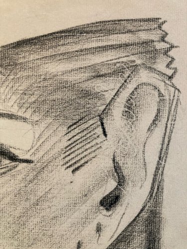 dessin Crayon Papier Homme Cubiste Cubisme Portrait Ancien 1956 A Identifier Art