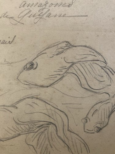 Dessin Crayon Poisson Japonais Amazone 1920 A Identifier pêche Art Deco