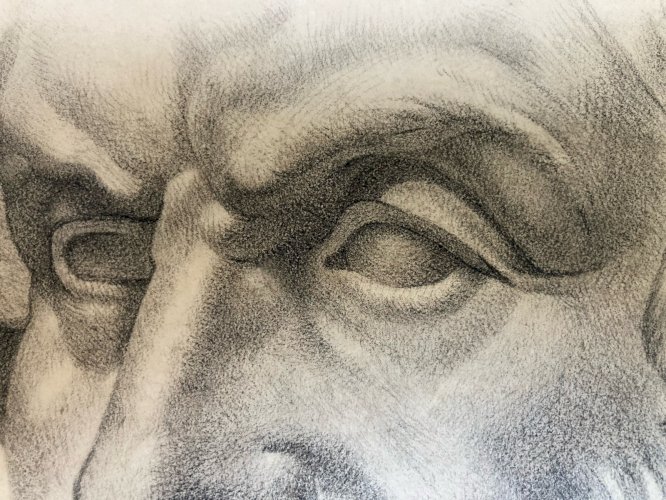 Dessin Crayon Portrait Barbe Homme À L Antique Rome Ancien Art 1825