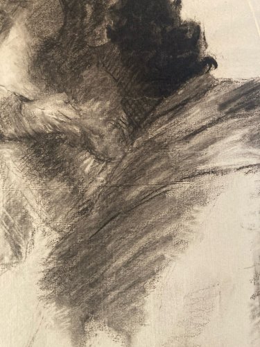 Dessin Crayon Portrait Barbe Homme Buste Évêque Cardinal Art XIXe Drawing 1880