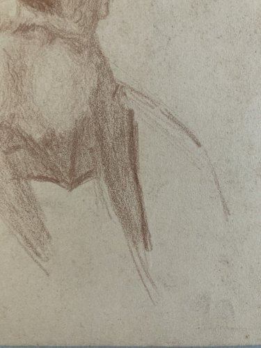 Dessin Crayon Portrait Barbe Homme Chapeau À Identifier Ancien Art 1850 XIXe