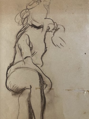 Dessin Crayon Portrait Femme 1930 Art Deco Ancien  A Identifier Drawing Old XXe