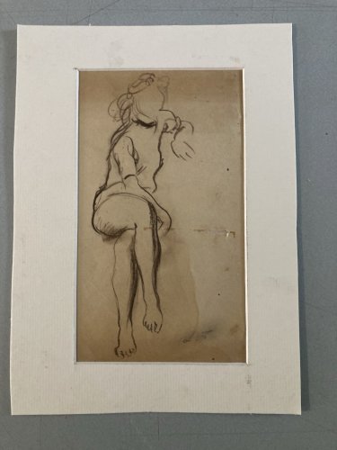 Dessin Crayon Portrait Femme 1930 Art Deco Ancien  A Identifier Drawing Old XXe