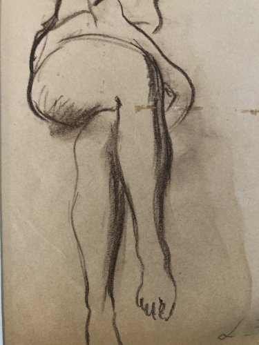 Dessin Crayon Portrait Femme 1930 Art Deco Ancien  A Identifier Drawing Old XXe