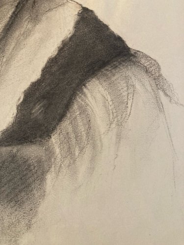 Dessin Crayon Portrait Femme Buste Ancien Old Art XIXe Drawing 1880 À Identifier