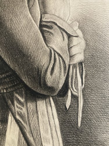Dessin Crayon Portrait Femme Italie? 1860 A Identifier Art Ancien XIXe