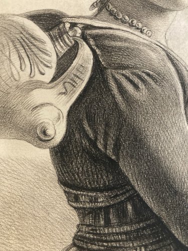Dessin Crayon Portrait Femme Italie? 1860 A Identifier Art Ancien XIXe