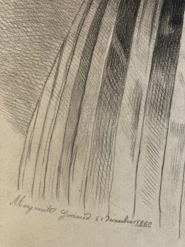 Dessin Crayon Portrait Femme Italie? 1860 A Identifier Art Ancien XIXe