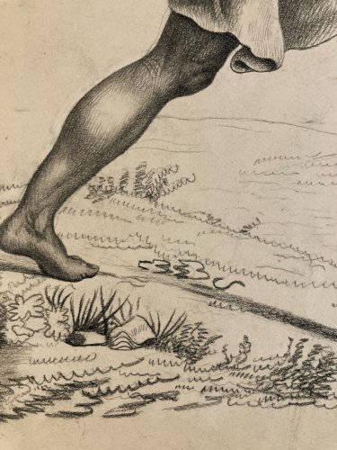 Dessin Crayon Portrait Guerrier XIXe A Identifier Art Rome Romain Art