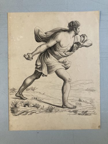 Dessin Crayon Portrait Guerrier XIXe A Identifier Art Rome Romain Art