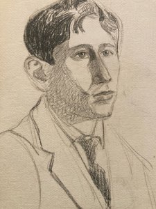 Pencil Drawing Portrait Man Post Cubist Cubism Old To Identify Art 1920