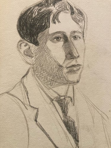 Dessin Crayon Portrait Homme Post Cubiste Cubisme Ancien A Identifier Art 1920
