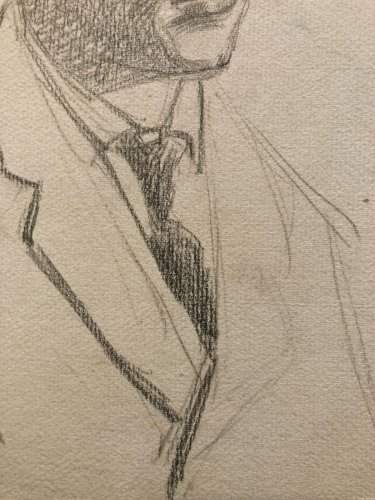 Dessin Crayon Portrait Homme Post Cubiste Cubisme Ancien A Identifier Art 1920