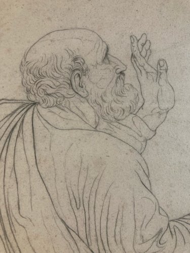 Dessin Crayon Portrait Homme Romain Toge XIXe A Identifier Art Barbe