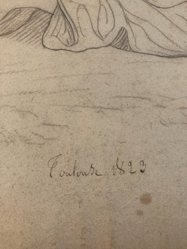 Dessin Crayon Portrait Homme Romain Toge XIXe A Identifier Art Barbe