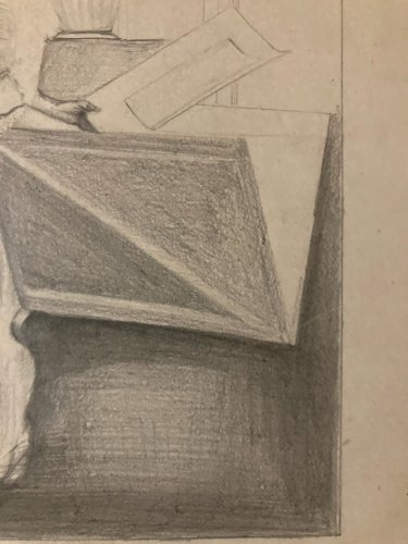 Dessin Crayon Portrait Jeune Femme Artiste Ancien Art Deco 1920 A Identifier XXe