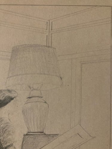 Dessin Crayon Portrait Jeune Femme Artiste Ancien Art Deco 1920 A Identifier XXe