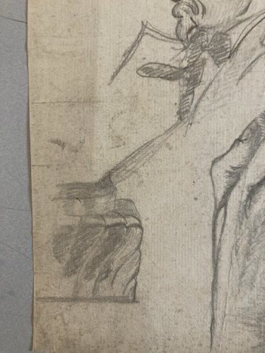 Dessin Crayon Portrait Jeune Homme Gentilhomme Ancien Art XIXe Etude Main