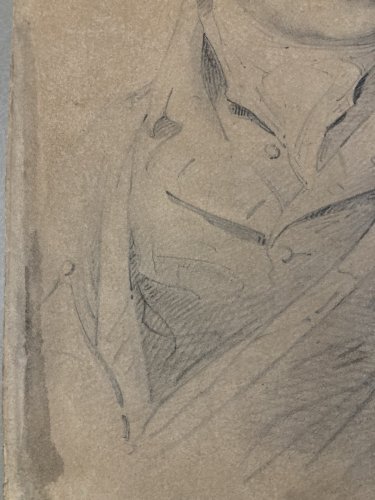 Dessin Crayon Portrait Jeune Homme Restauration Art XIXe Drawing Ancien Old 1840