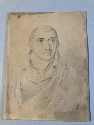 Dessin Crayon Portrait Jeune Homme Restauration Art XIXe Drawing Ancien Old 1840