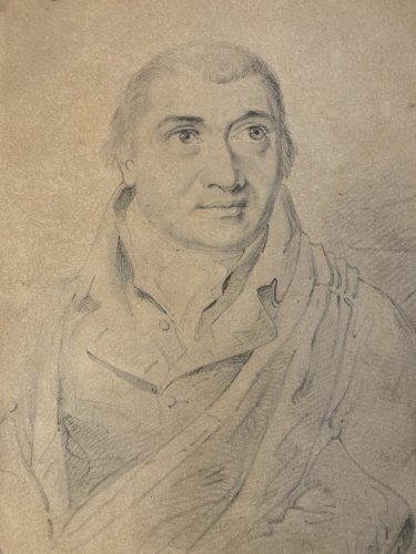 Dessin Crayon Portrait Jeune Homme Restauration Art XIXe Drawing Ancien Old 1840