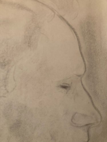 Dessin Crayon Portrait Profile Homme  À Identifier Ancien Art 1900 Buste