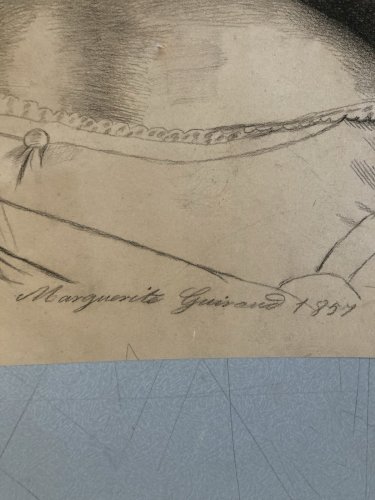 Dessin Crayon Portrait Tête Buste Femme 1857 A Identifier Art Ancien XIXe