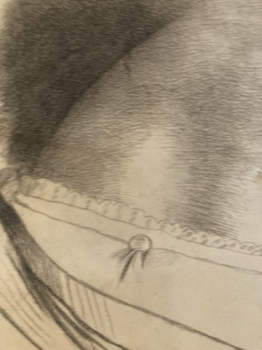 Dessin Crayon Portrait Tête Buste Femme 1857 A Identifier Art Ancien XIXe