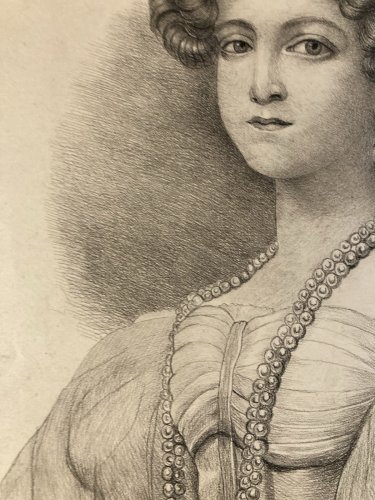 Dessin Crayon Portrait Tête Buste Femme 1862 A Identifier Art Ancien
